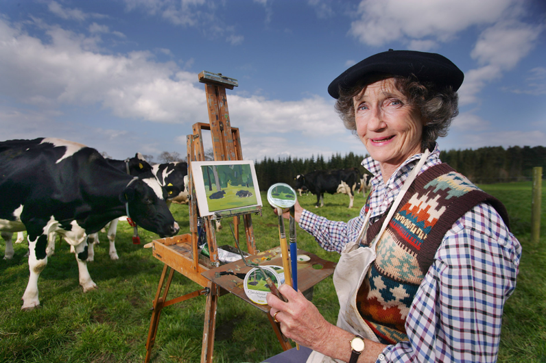 Lady Dufferin painting the cows responsible for the Clandeboye Yoghurt